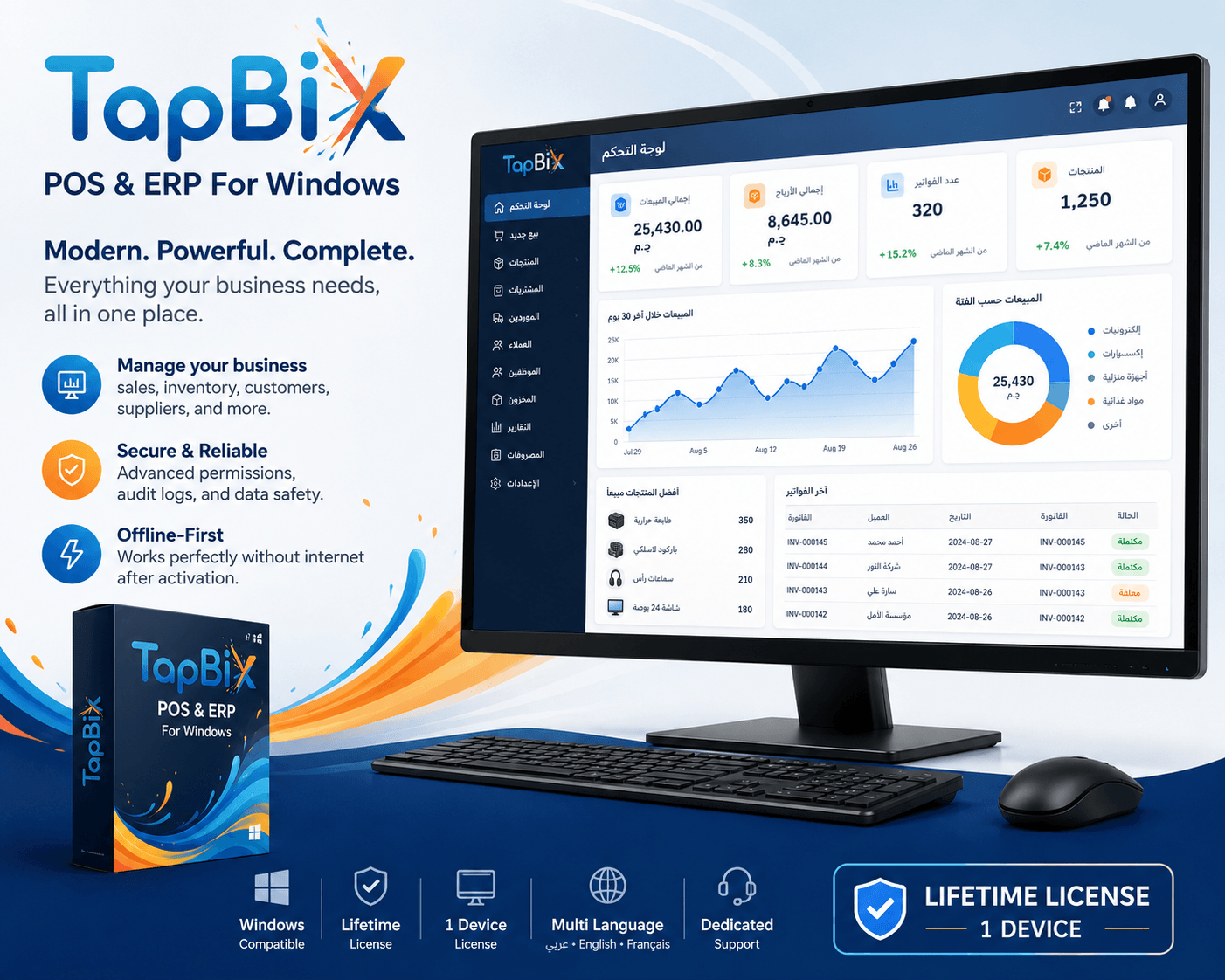 TapBix POS & ERP for Windows – Lifetime License – 1 Device